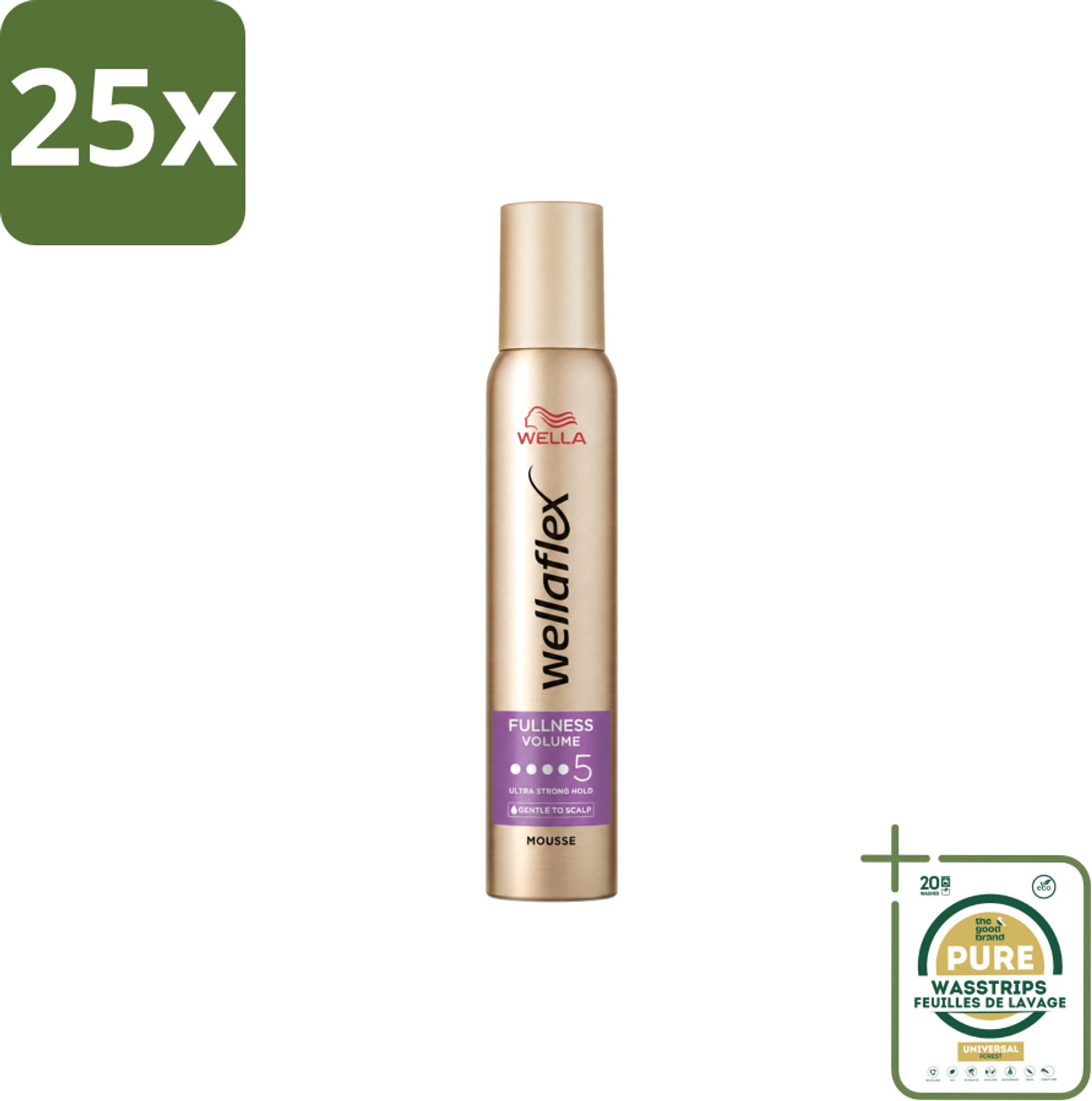 25 x Wella – Flex Fullness Volume Ultra Strong – Haarmousse – 200 ml - Wasstrips - Haarmousse - Volume - Haarvolume - Haarverdikking - Haarverzorging