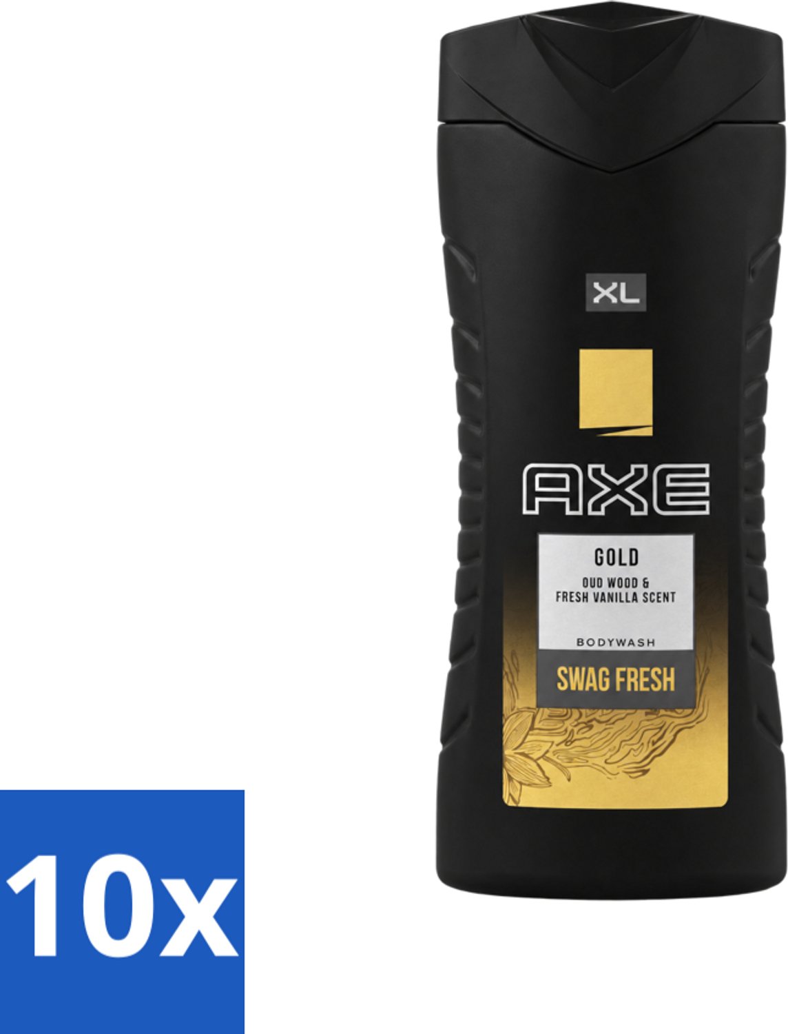 10 x Axe XL - Douchegel - Gold - Oud Wood & Fresh Vanilla - Swag Fresh - 400 ml - Voordeelverpakking - 10 stuks
