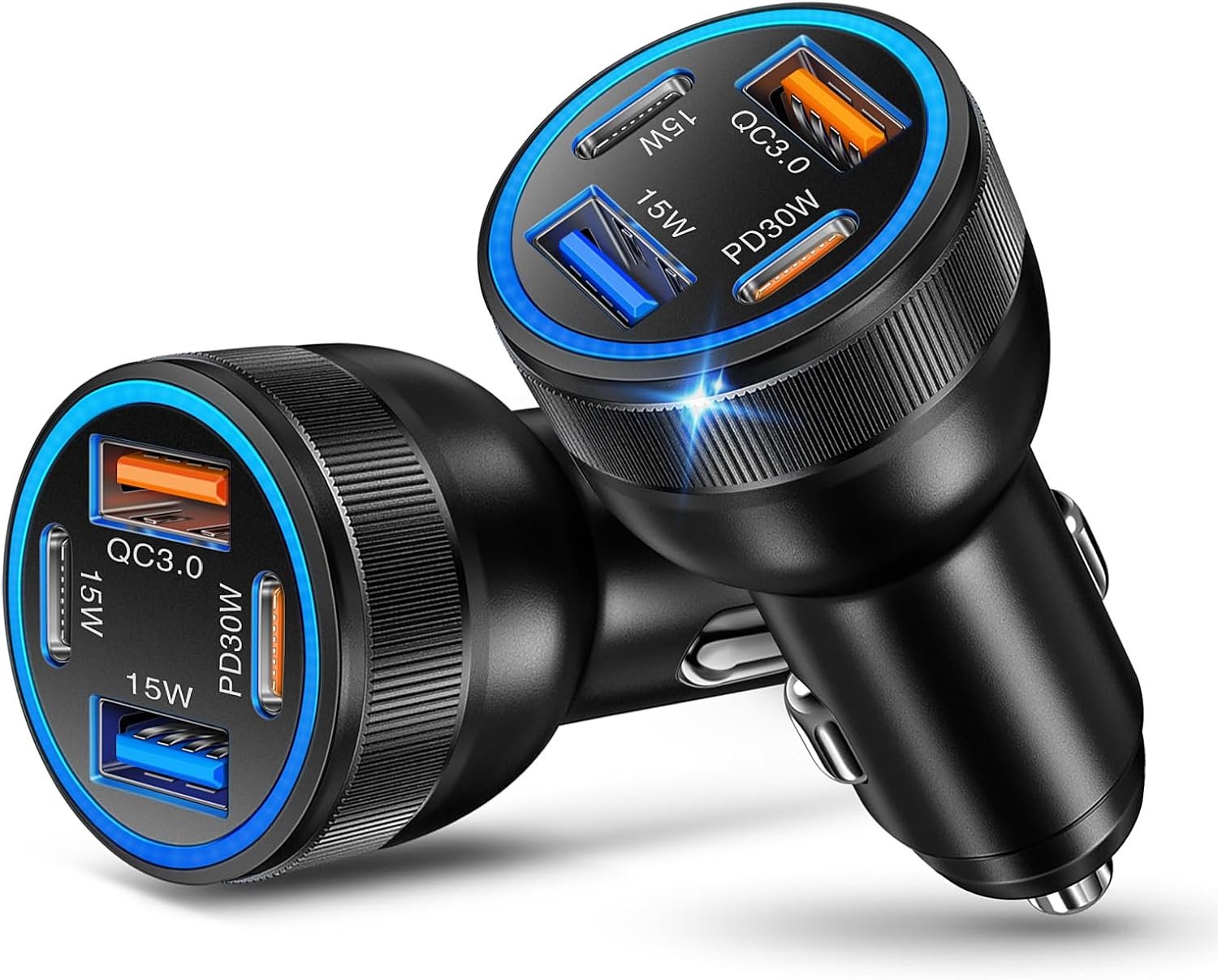 USB C, 4-poorts Dual 65W USBC en USB-A 12V autoadapter
