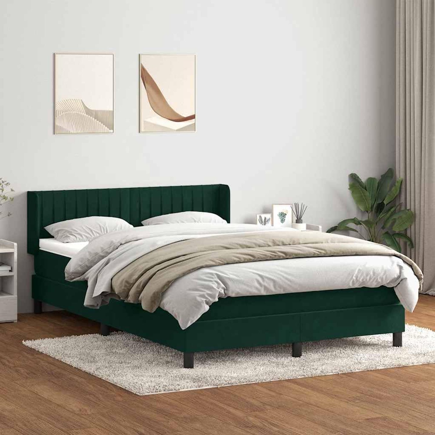 Boxspringbed pocketvering donkergroen 160 x 220 cm