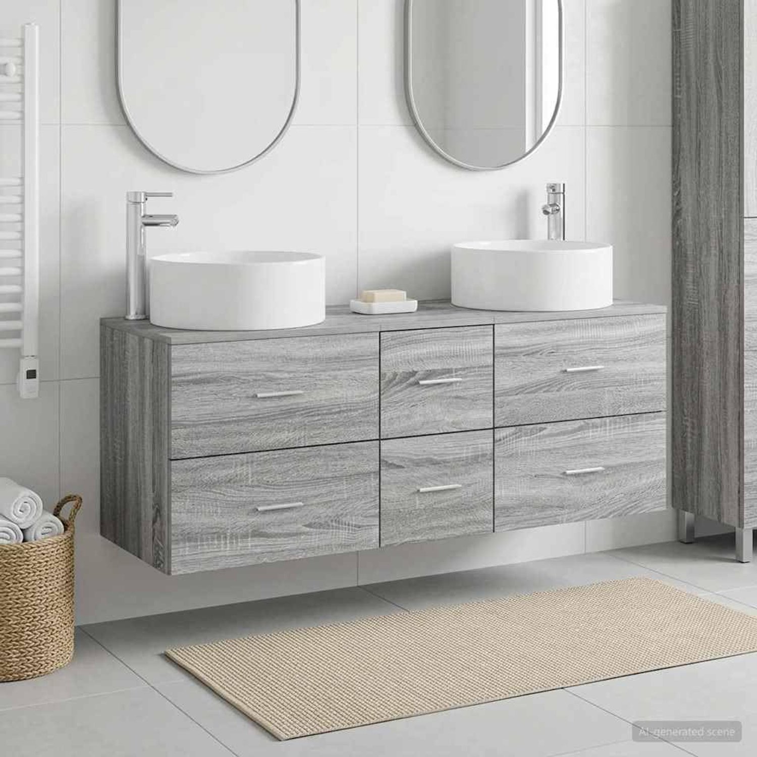 Badkamermeubelset 3 Stuks Grijs Sonoma 49,5 x 44,5 x 65,5 cm