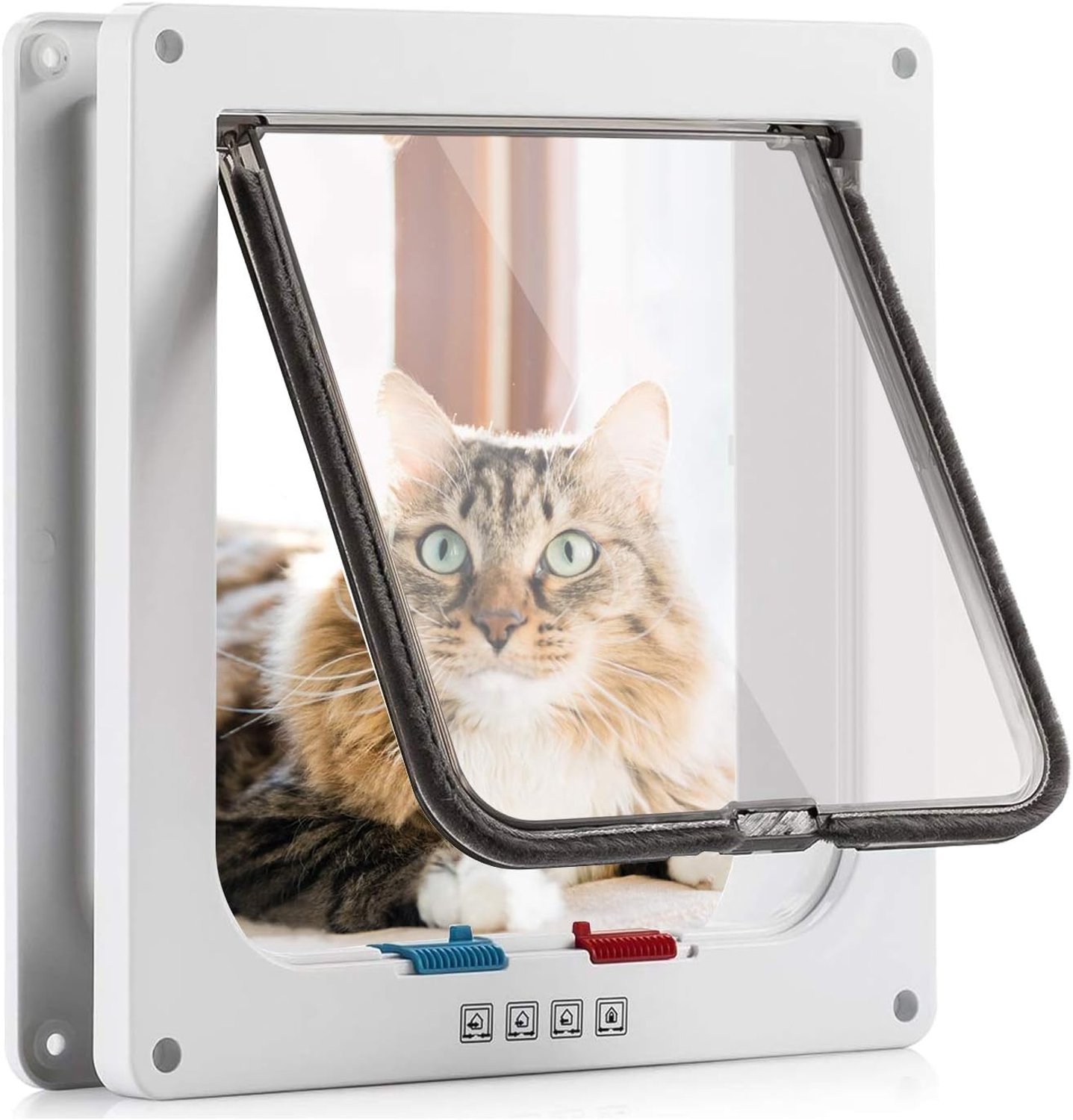 Hondenluik maat S 4-voudige magnetische sluiting voor katten en kleine honden - hondendeur kattendeur huisdierluik wit