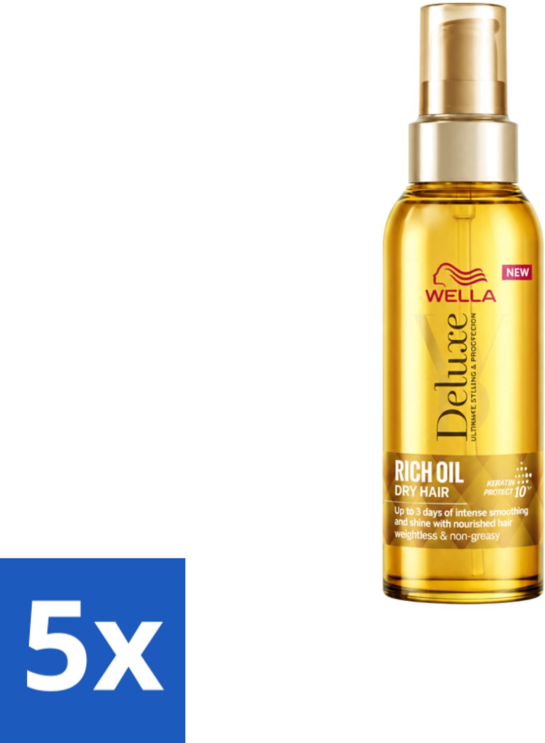 5 x Wella – Deluxe Oil Rich – Haarolie – 100 ml - Voordeelverpakking - 5 stuks