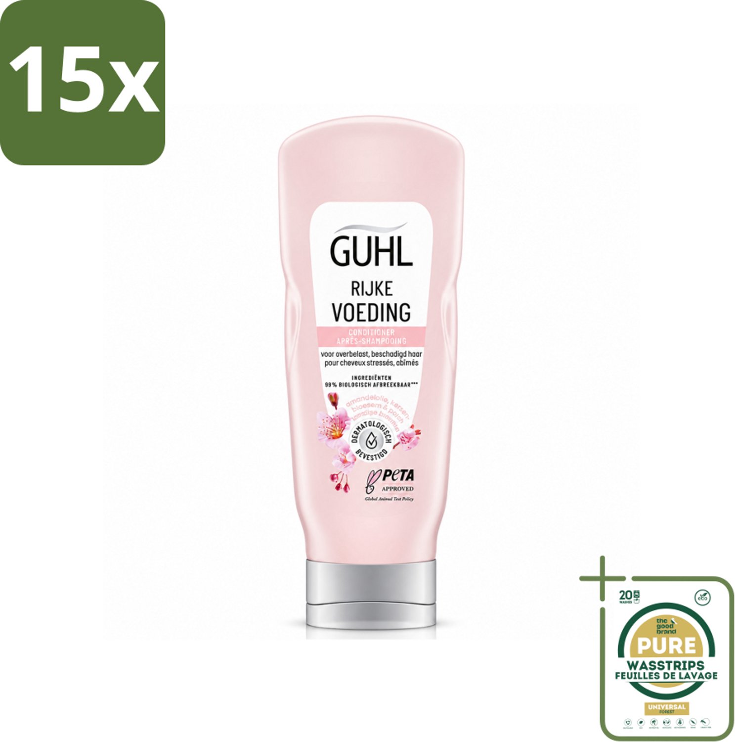 15 x Guhl - Conditioner - Rijke Voeding - 200 ml - Wasstrips - Voeding Haar - Herstel Haar - Monoi-olie - Droog Haar - Haarbreuk