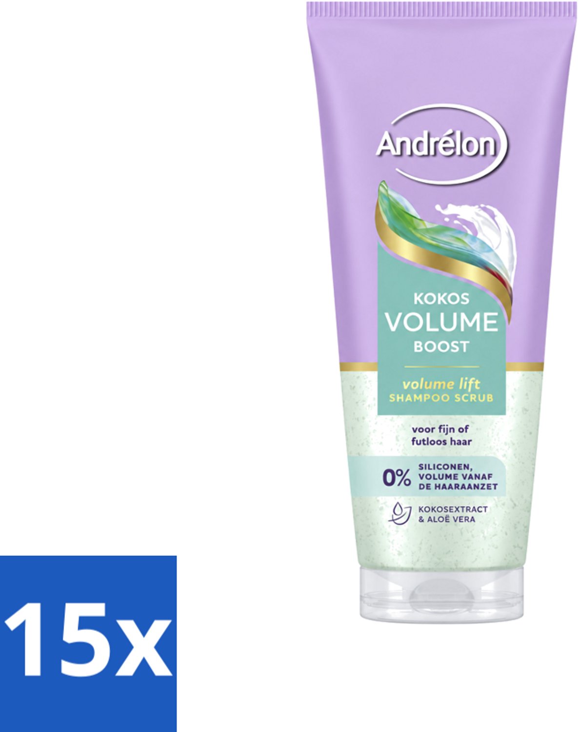 15 x Andrélon – Shampoo Scrub – Kokos Volume Boost – 200 ml - Voordeelverpakking - 15 stuks