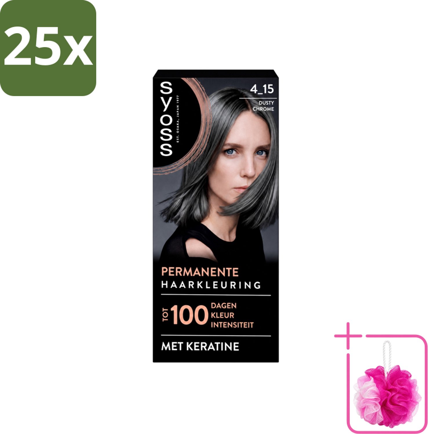 25 x SYOSS - Coloration 4-15 Dusty Chrome - Haarverf - Grijsdekking - Vermindert Haarbreuk - Bulkverpakking - Haarkleuring - Douchemop - Permanente haarkleuring