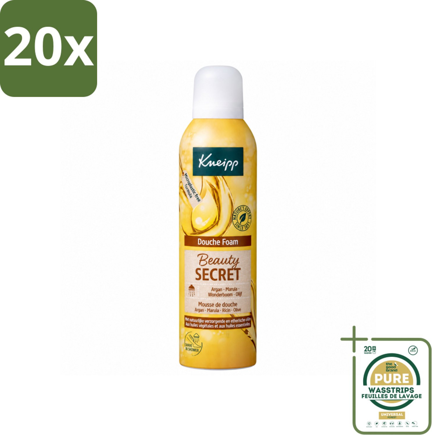 20 x Kneipp - Douche schuim - Beauty Secret - 200 ml - Wasstrips - Douche Schuim - Natuurlijke Oliën - Huid Verzorging - Luxe Geur - Schuim Voor De Douche