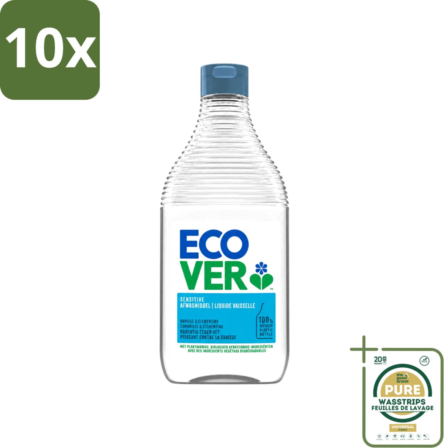 10 x Ecover - Afwasmiddel - Kamille & Clementine - 950 ml - Wasstrips - Afwasmiddel Kamille En Clementine - Plantaardig Afwasmiddel - Biologisch Afbreekbaar - Duurzaam Afwasmiddel - Zacht Voor De Huid