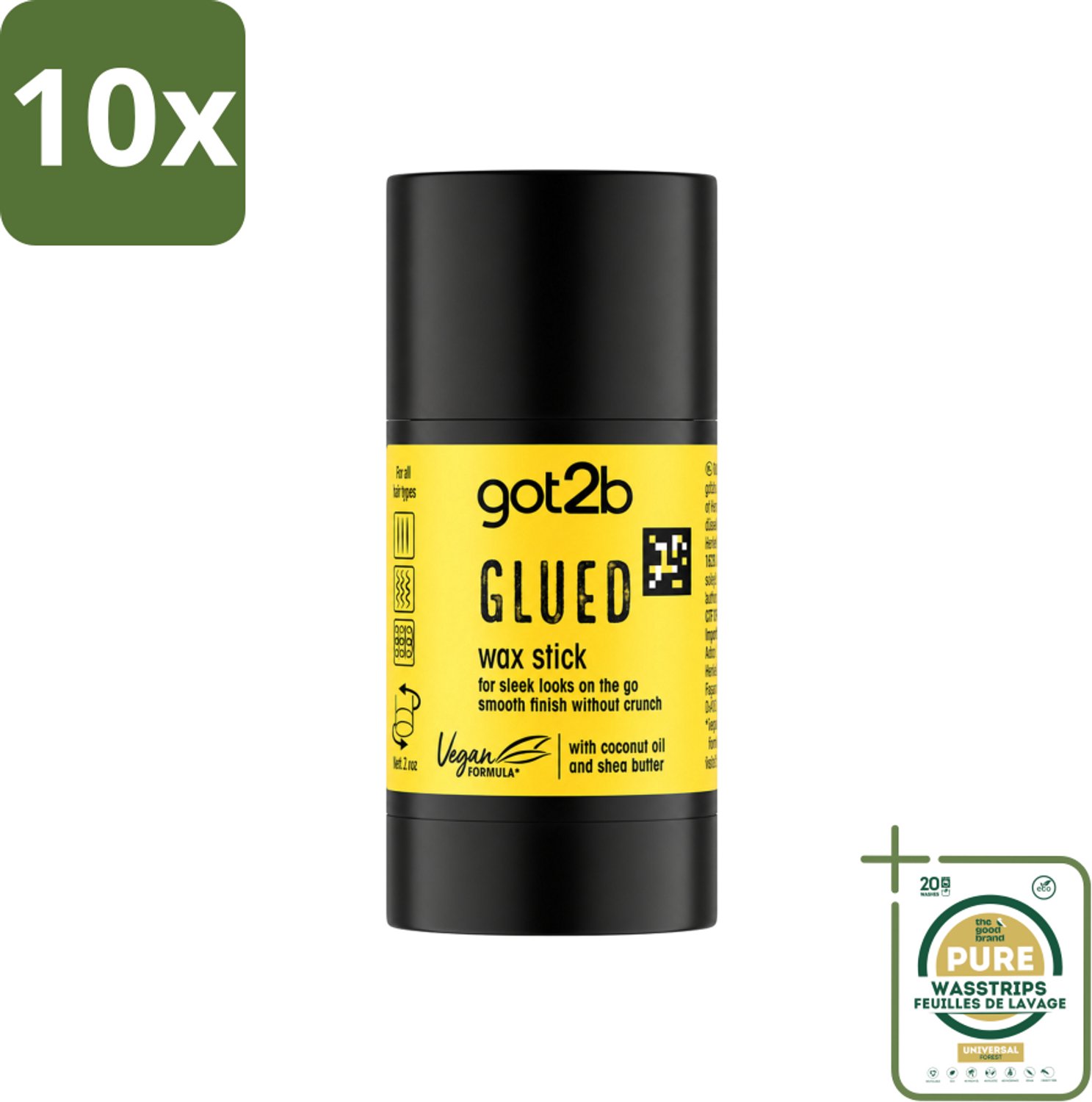 10 x Got2B - Wax Stick - Glued - 50 g - Wasstrips - Haarkleur - Haartype - Haargele - Strak Haar - Fixatie