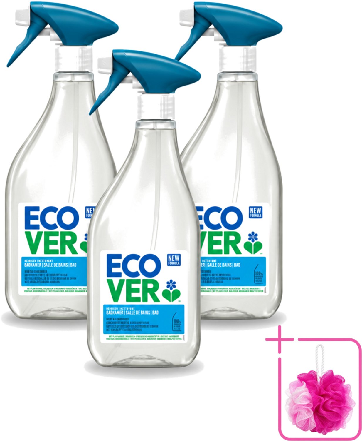 3 x Ecover - Badkamerreiniger - Munt & Komkommer - 500 ml - Bulkverpakking - Badkamerreiniger - Douchemop - Kalkverwijdering