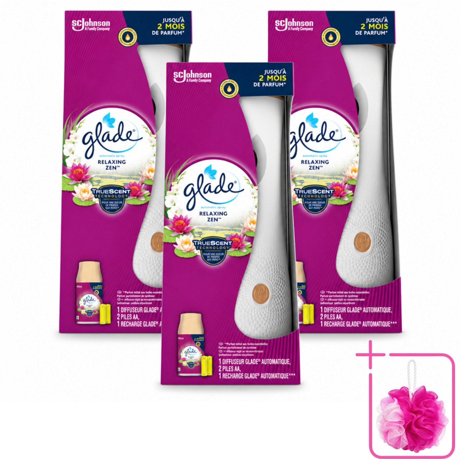 3 x Glade - Automatische Spray - Relaxing Zen - 269 ml - Bulkverpakking - Automatische geurverfrisser - Douchemop - Rustgevende geur