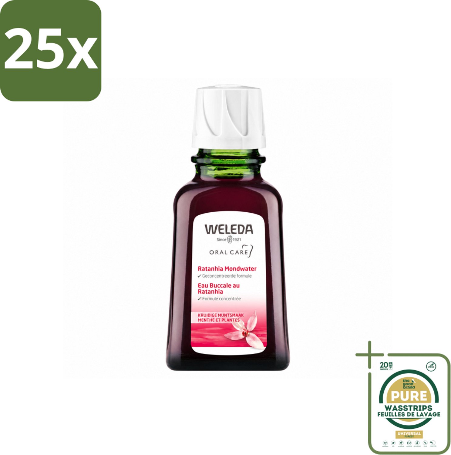 25 x WELEDA - Mondwater geconcentreerd - Ratanhia - 50 ml - Wasstrips - Mondwater - Tandvlees Verzorging - Natuurlijk Mondwater - Mondverzorging - Mondverzorging Voor Gezond Tandvlees