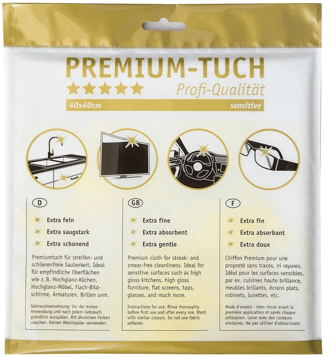 HOTREGA premium microvezeldoek Sensitive, wit, 30 x 30 cm