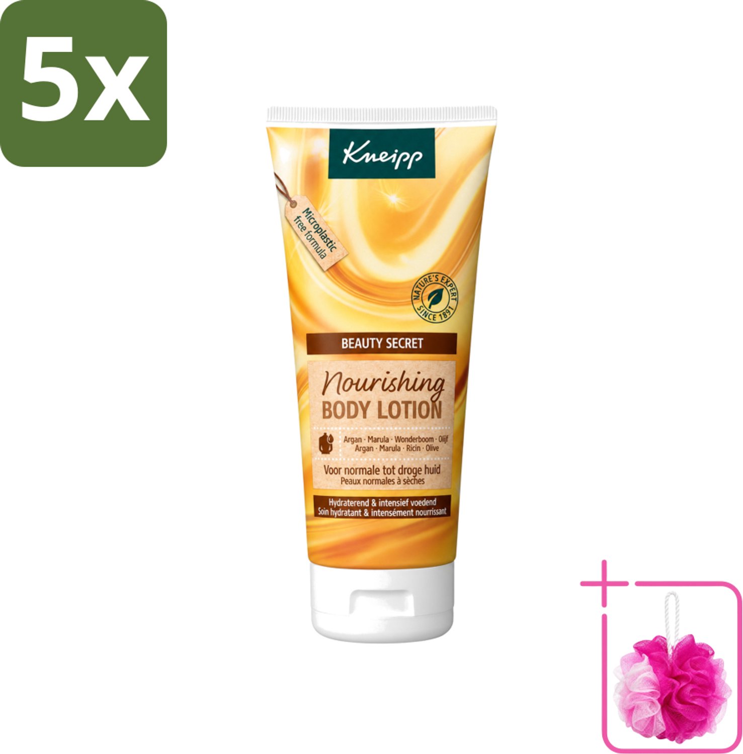 5 x Kneipp - Body lotion - Beauty Secret - Voor normale tot droge huid - 200 ml - Bulkverpakking - Beauty secret - Douchemop - Huidverzorging