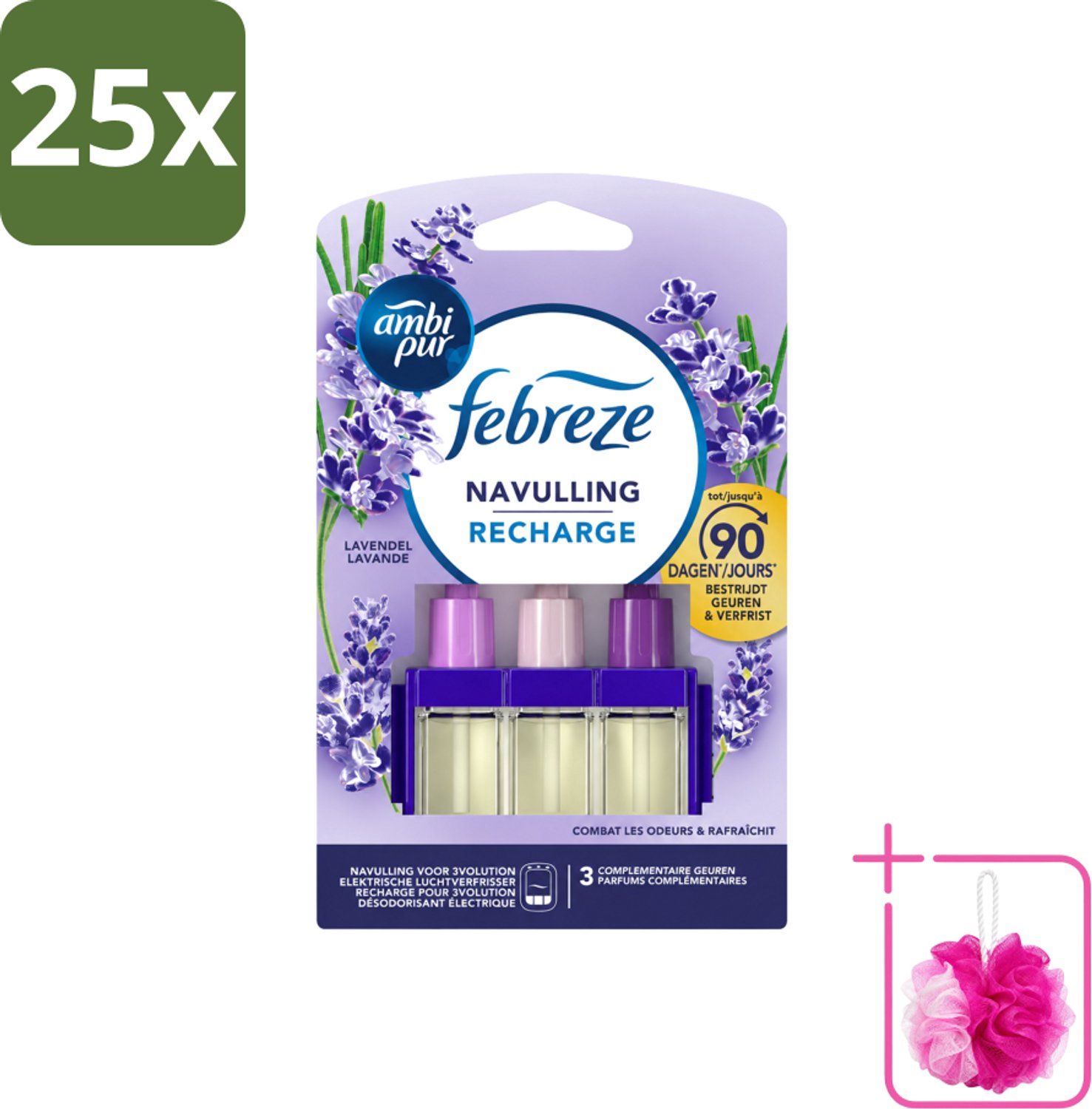 25 x Ambi Pur - 3Volution - Navulling - Lavendel - 20 ml - Bulkverpakking - Geurverspreider - Douchemop - Lavendel