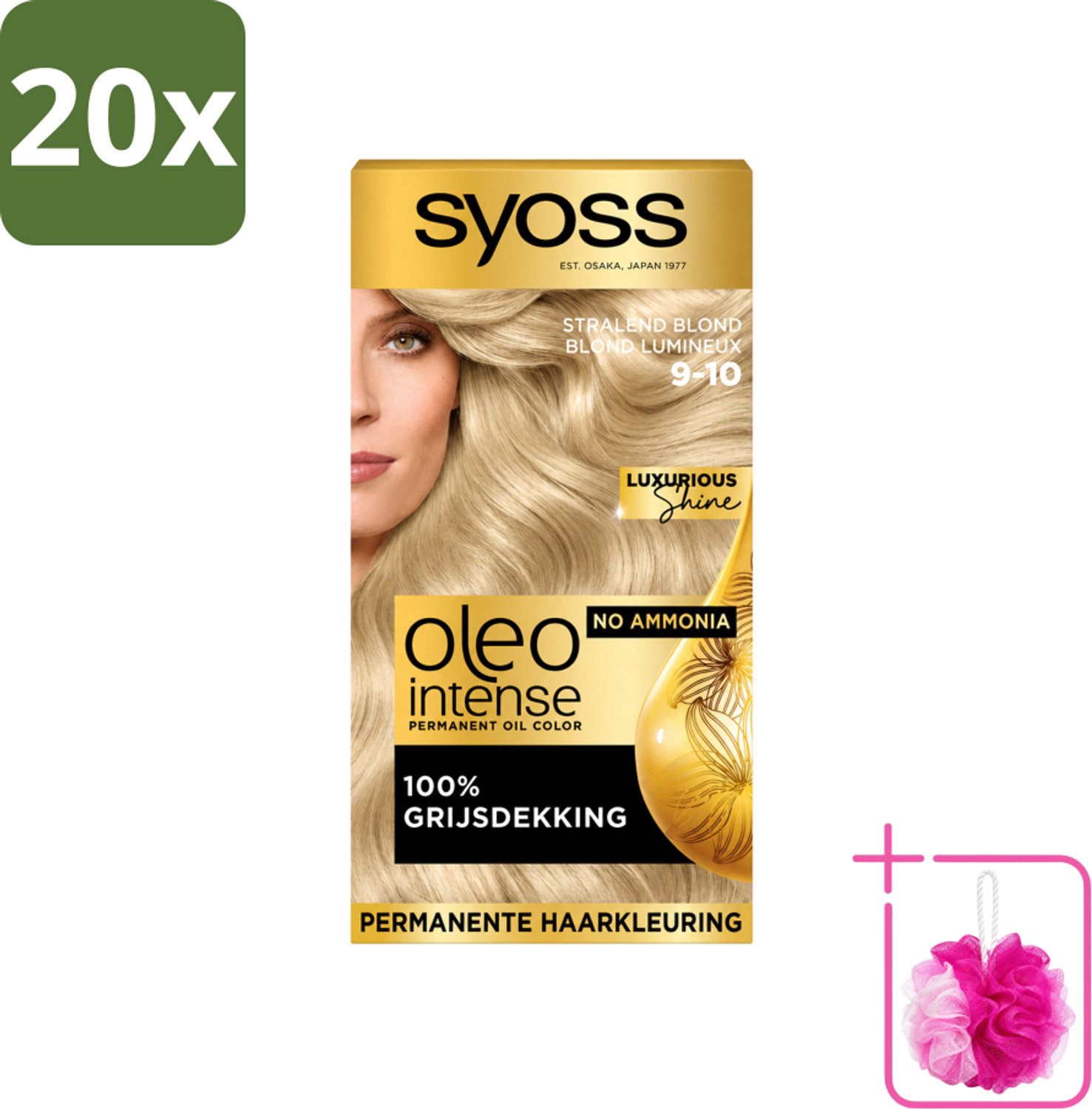 20 x SYOSS - Oleo Intense 9-10 Stralend Blond - Haarverf - Zonder Ammoniak - Grijsdekking - Langdurige Kleur - Bulkverpakking - Haarkleur - Douchemop - Haarverzorging