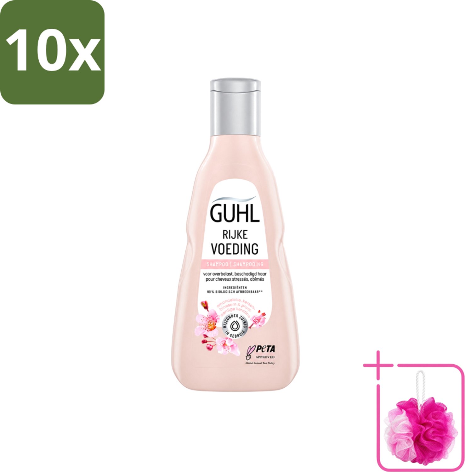 10 x Guhl - Shampoo - Rijke Voeding - 250 ml - Bulkverpakking - Voedend haarshampoo - Douchemop - Droog haar