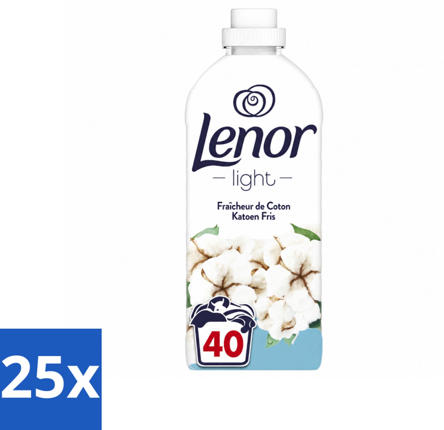 25 x Lenor Light - Wasverzachter - Katoen Fris - Fris & Zacht - 40 Wasbeurten - Voordeelverpakking - 25 stuks
