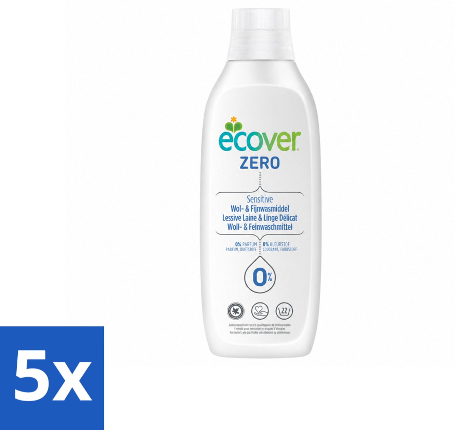 5 x Ecover - Vloeibaar wasmiddel - Wol & Fijnwas - 1 liter - Voordeelverpakking - 5 stuks