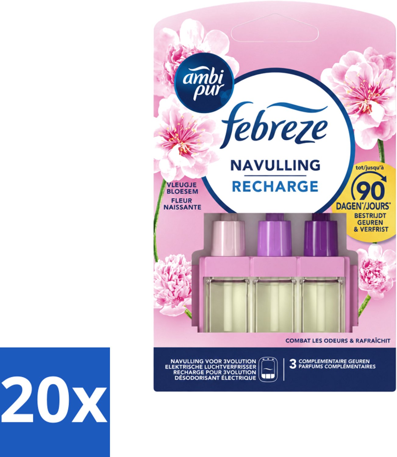 20 x Ambi Pur - 3Volution - Navulling - Vleugje Bloesem - 20 ml - Voordeelverpakking - 20 stuks