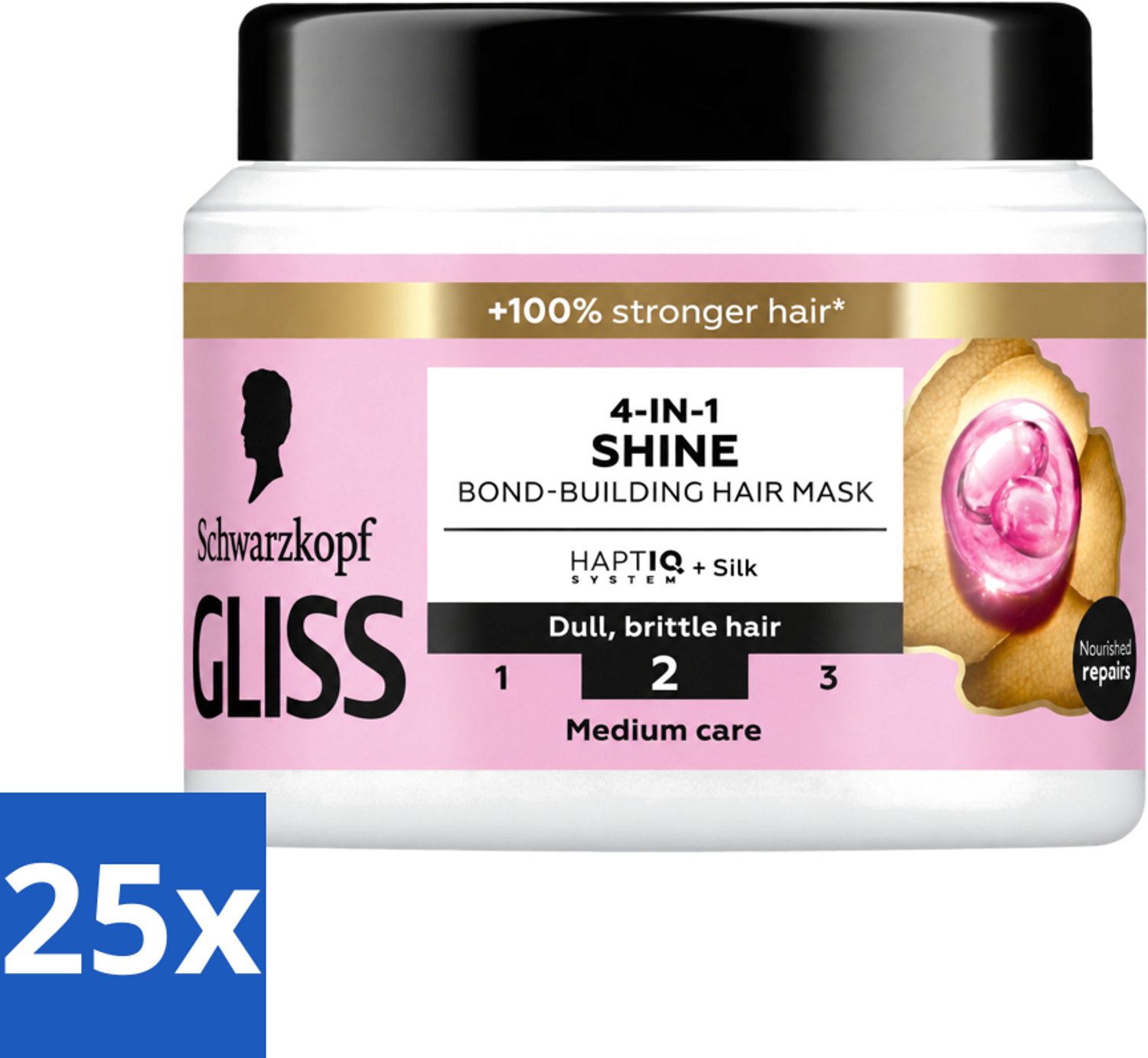 25 x Gliss - Haarmasker - 4in-1 Hair Mask - Voor Zijdezacht en Glanzend Haar - 400 ml - Voordeelverpakking - 25 stuks