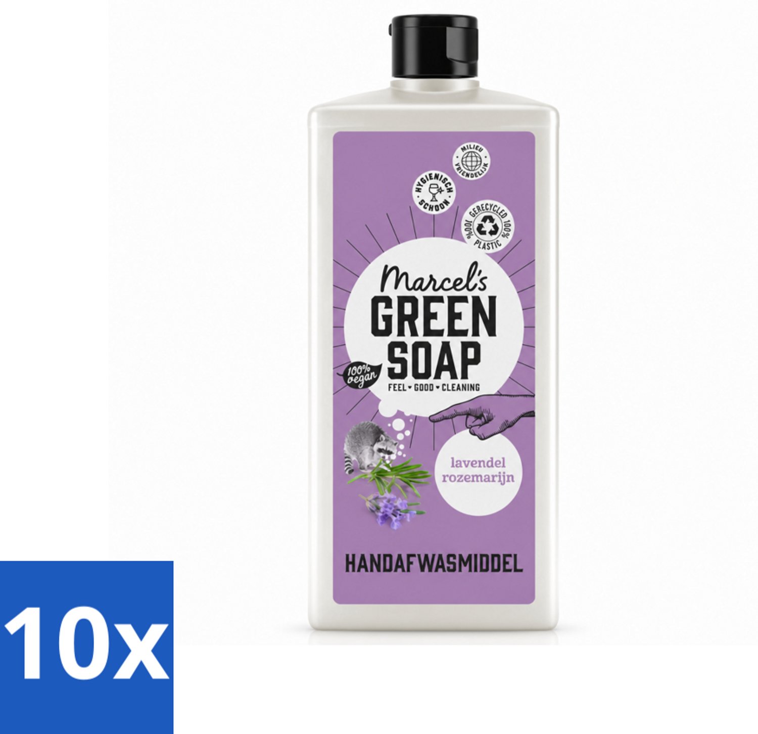 10 x Marcel's Green Soap - Afwasmiddel - Lavendel & Rosemarijn - Voor dagelijks gebruik - 500 ml - Voordeelverpakking - 10 stuks