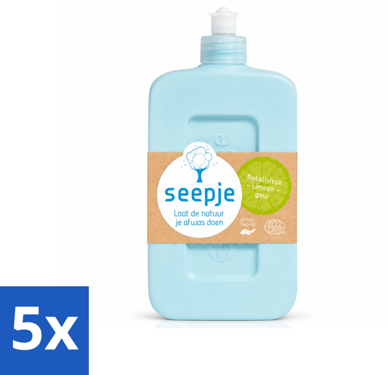 5 x Seepje - Afwasmiddel - Milieuvriendelijk - Tintelfrisse Limoen Geur - 500 ml - Voordeelverpakking - 5 stuks