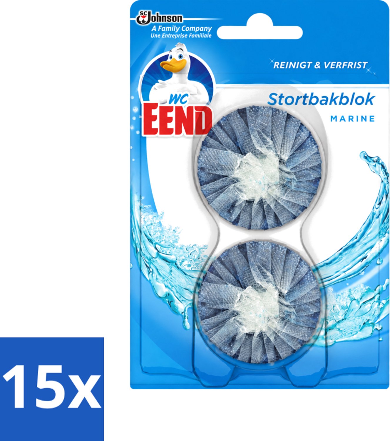15 x WC Eend - Duo Stortbakblok - Reinigt & Verfrist bij Elke Spoeling - 2 Blokken - Voordeelverpakking - 15 stuks