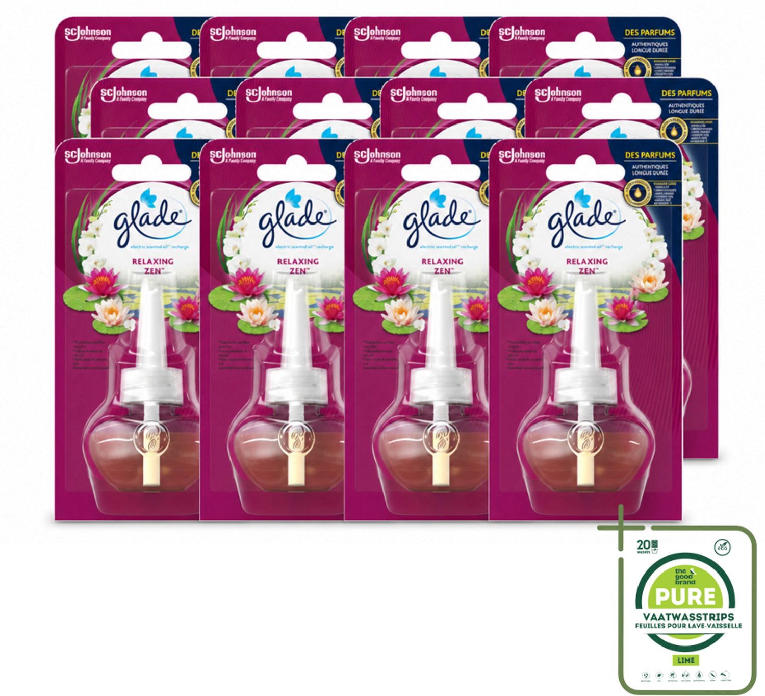 12 x Glade - Navulling Elektrische Olie - Relaxing Zen - Zonder Houder - Grootverpakking - Vaatwasstrips - Ontspanning - Geur - Rust - Kalmerende Geur - Geurverspreider