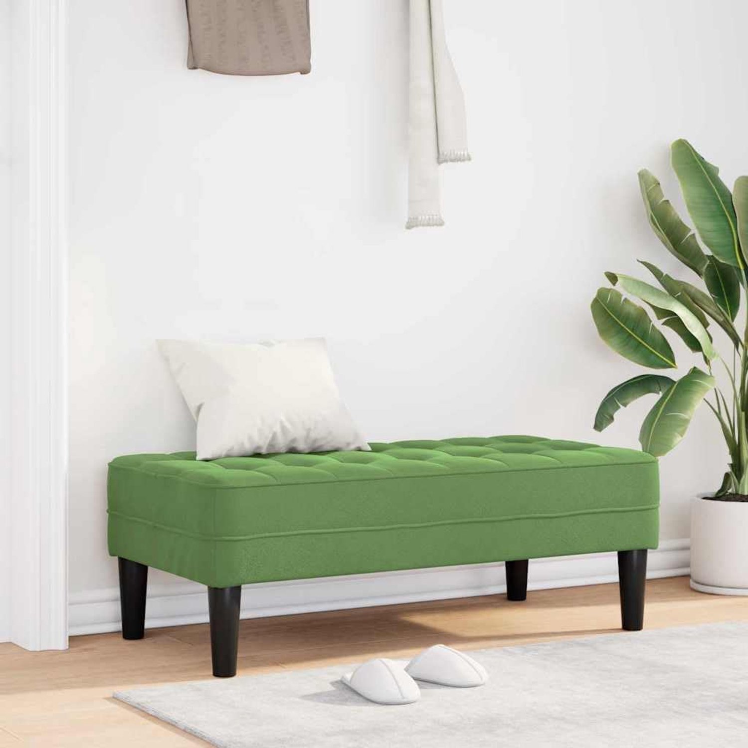 Ligbank met zacht fluwelen kussen in lichtgroen, 113 x 57 x 39 cm en stabiele bank met multiplex constructie voor een moderne woonsfeer