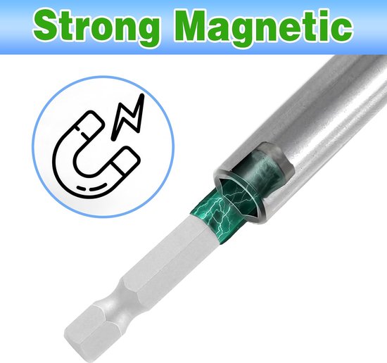 5 stuks magnetische boorverlenging, bithouder 60 mm, van roestvrij staal, 1/4 inch voor elektrische slagboormachine — afbeelding 4