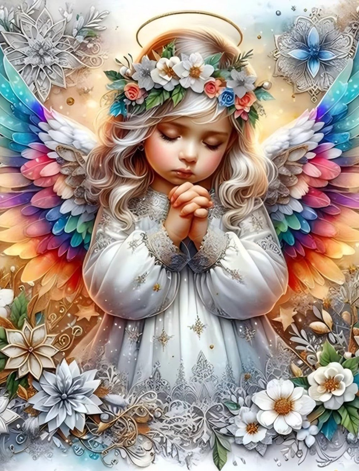 Diamantschilderij 30 * 40cm Kleine engelLandschap Diamond Art Kits voor volwassenen, 5d Cartoon kleurrijke diamantschilderkits en knutselwerkjes voor huisdecoratie