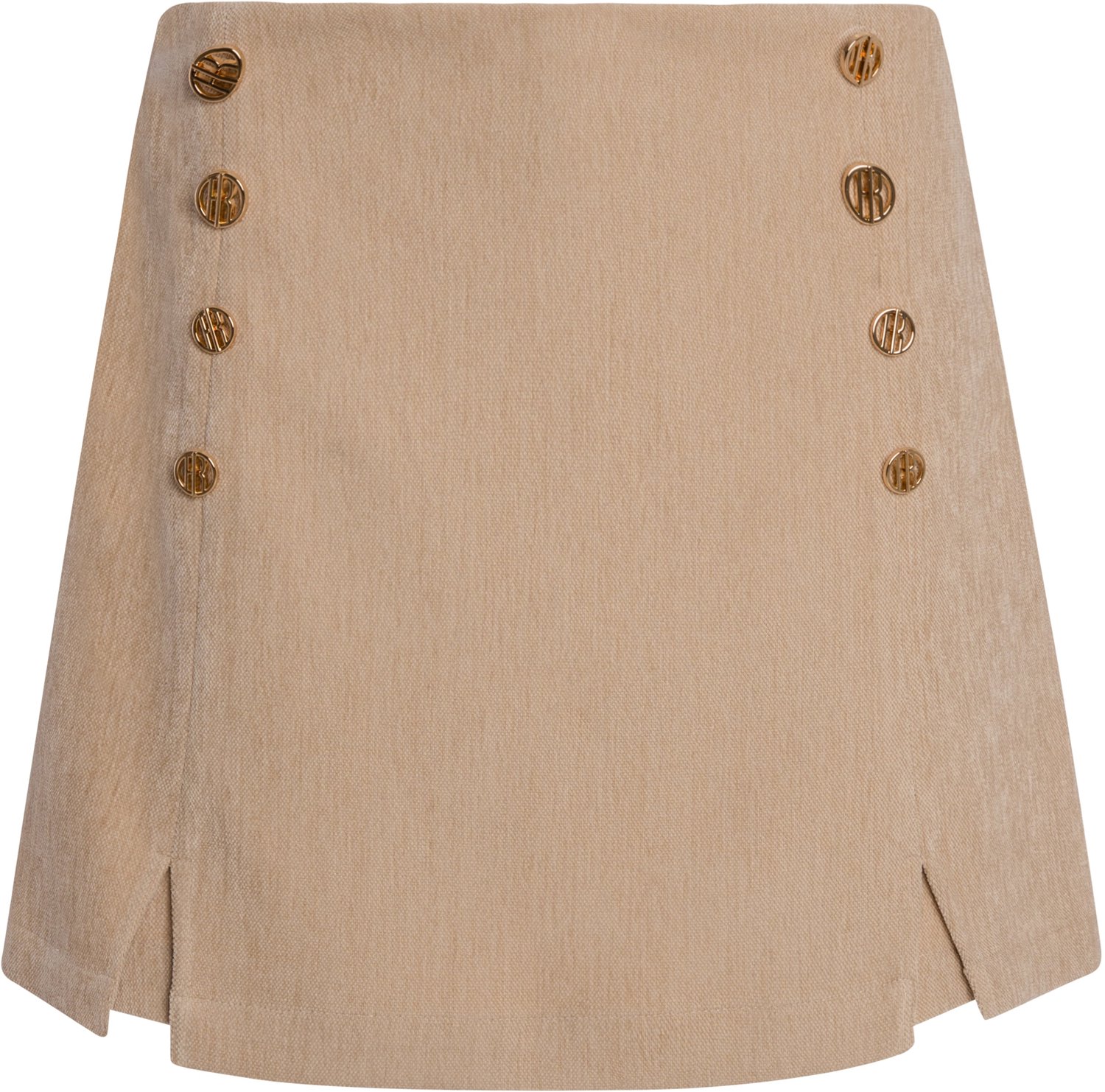 Fracomina bermuda beige met rokeffect en goudkleurige knopen voor dames - L (40)
