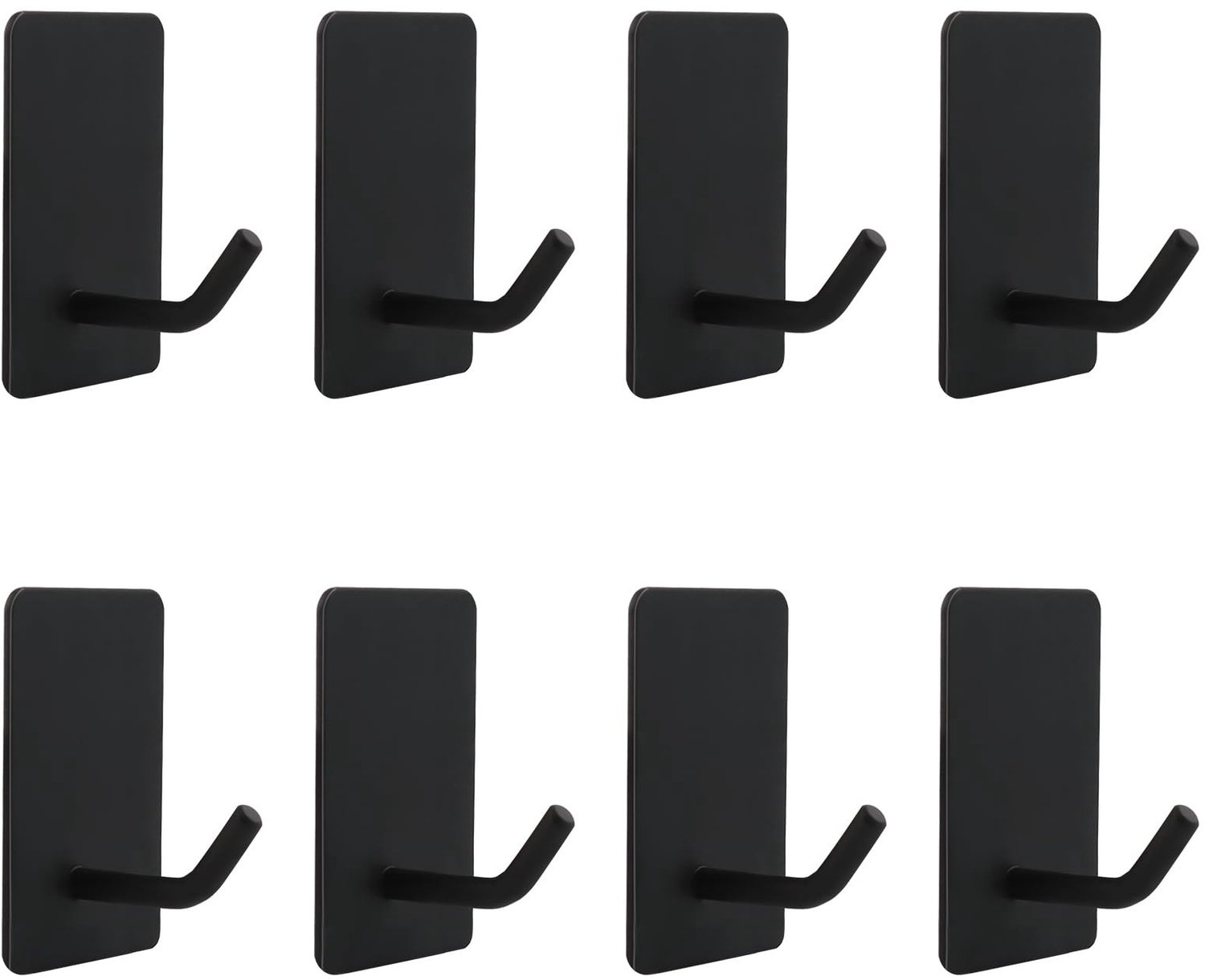 Set van 8 Zwarte Zelfklevende Haakjes zonder Boren - Hoge Kwaliteit Towel Holder