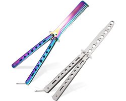 Vlindermes Trainer - 2 Stuks - Oefenvlindermes - Balisong Trainer - Slijtvast - Gepolijst Staal - Veilig voor Beginners - Trainingsmes