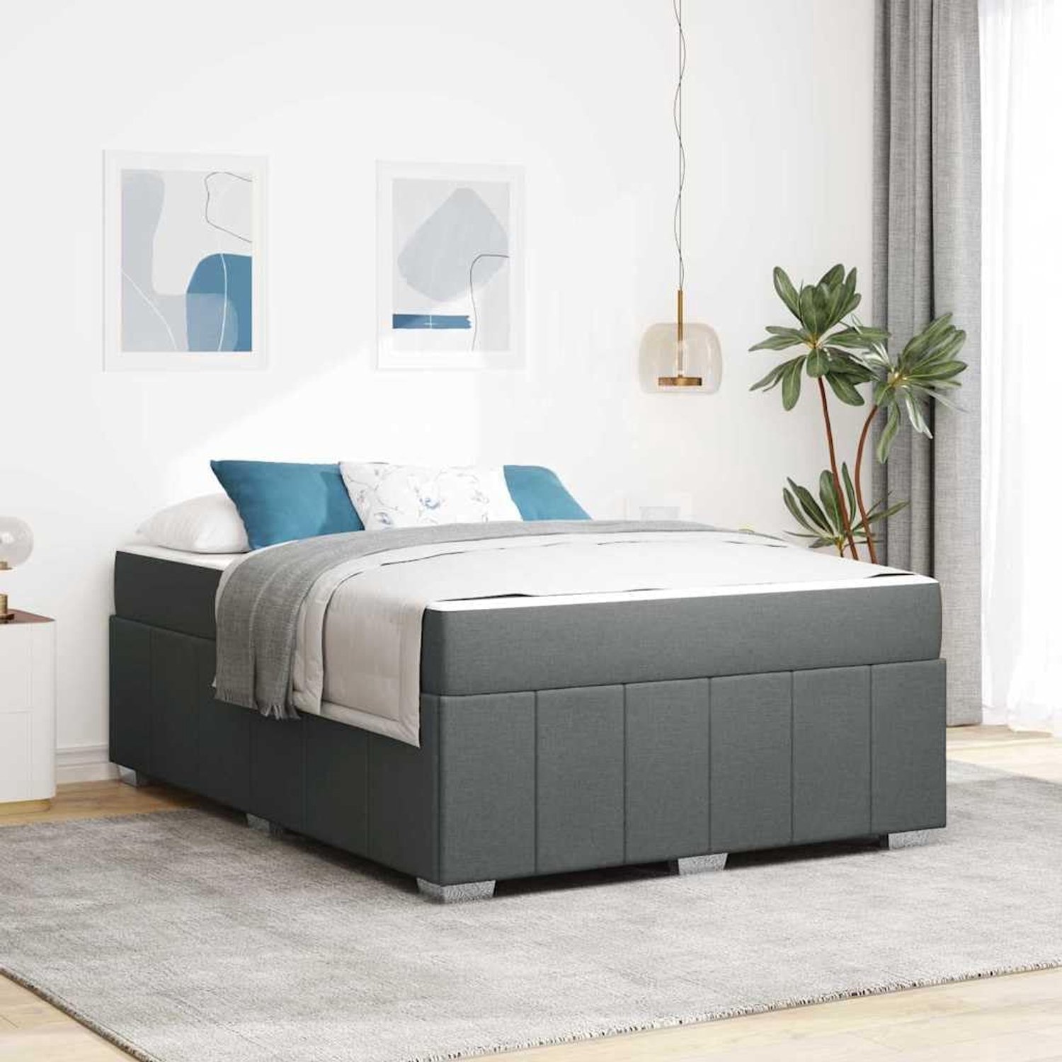 Boxspring met matras Modern Zwart Wit Donkergrijs 160x200 cm