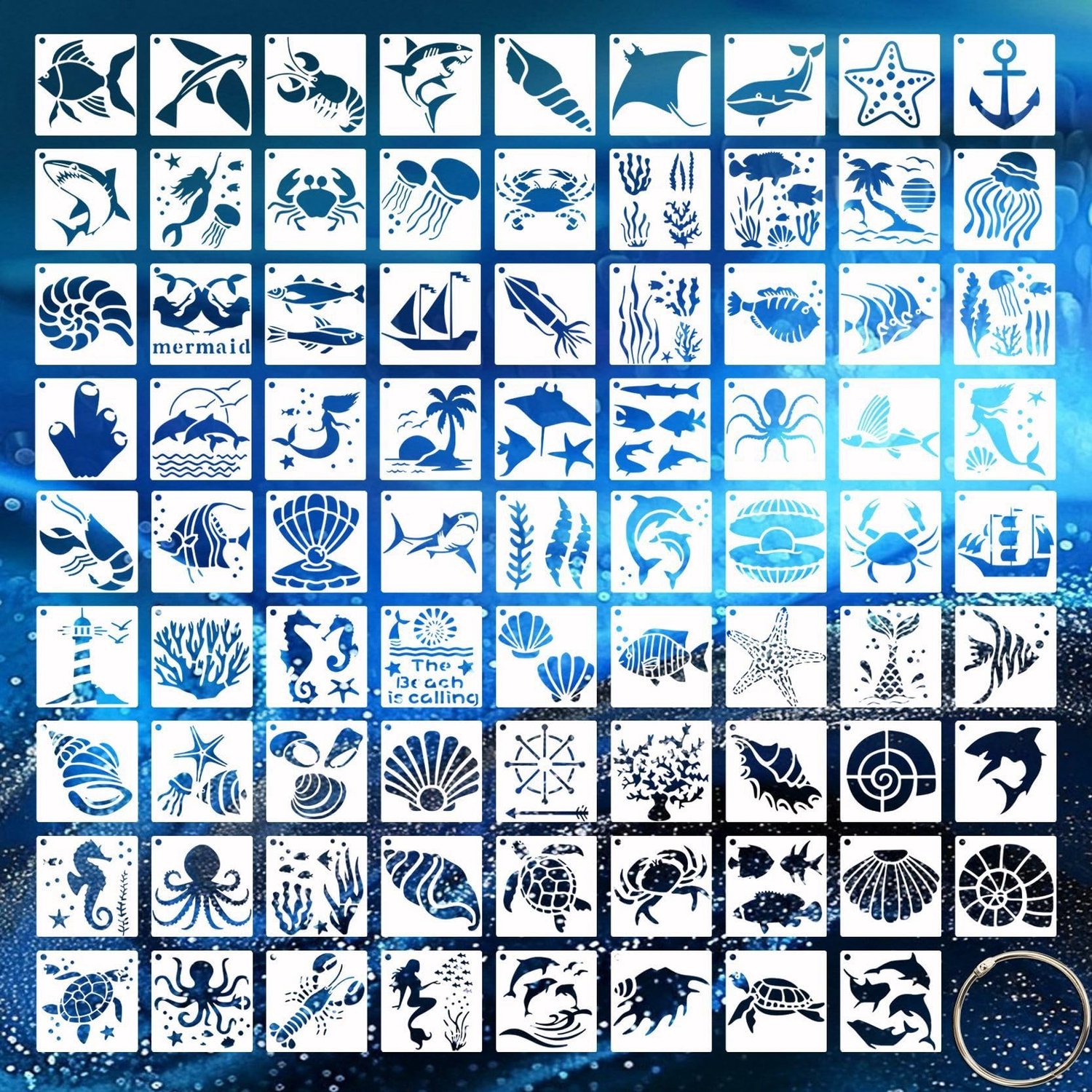 Set van 80 Herbruikbare Ocean Templates voor Creatief Schilderen