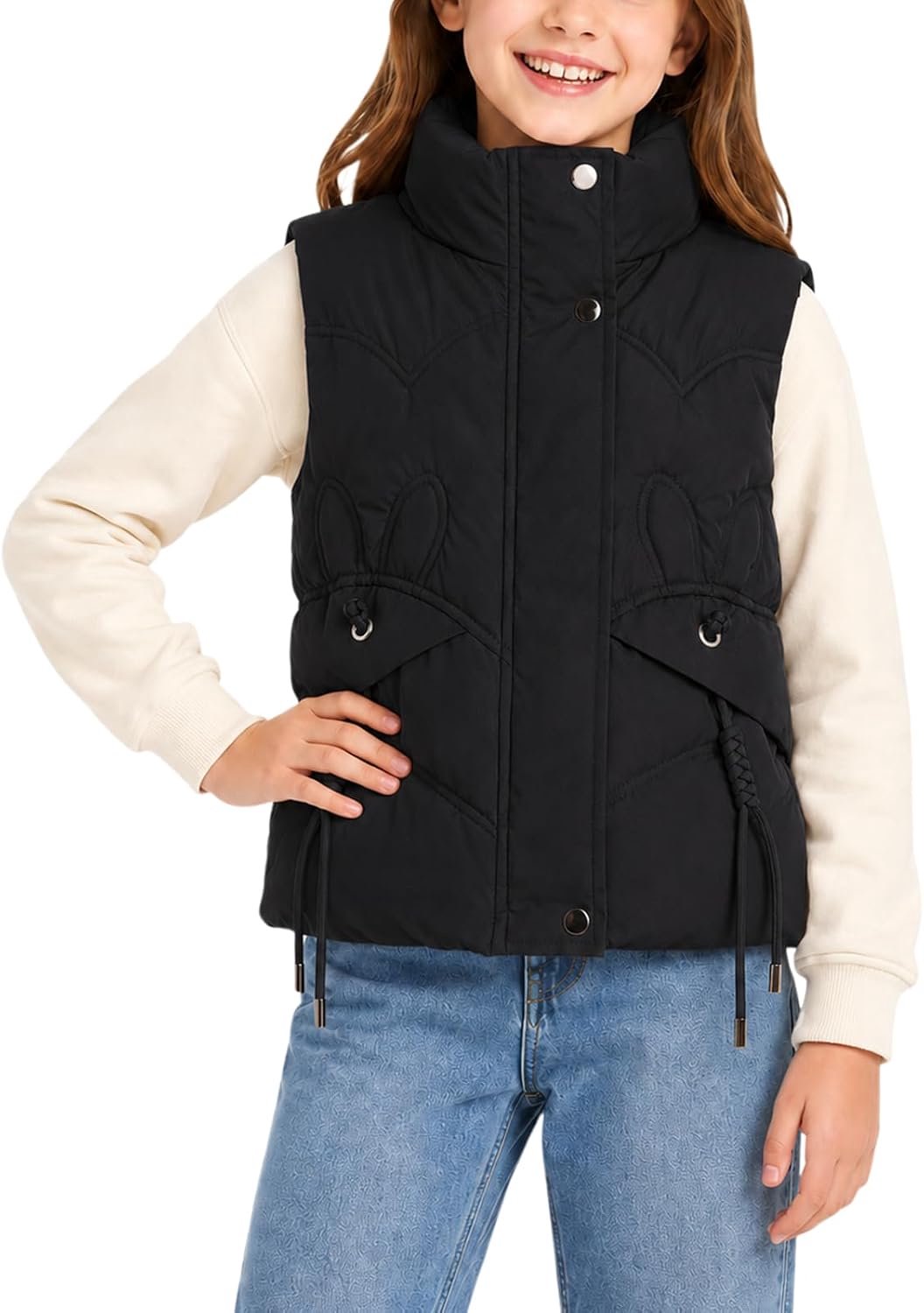 Vest voor kinderen, met kraag, gewatteerd, winddicht, warm