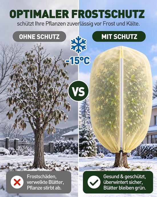 Winterbescherming voor planten, 80 g/m², vlies, met rits — afbeelding 2