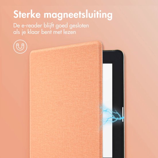 iMoshion Ereader Cover / Hoesje Geschikt voor Tolino Page 2 - iMoshion Canvas Sleepcover Bookcase zonder stand - Oranje / Peach van iMoshion — afbeelding 2