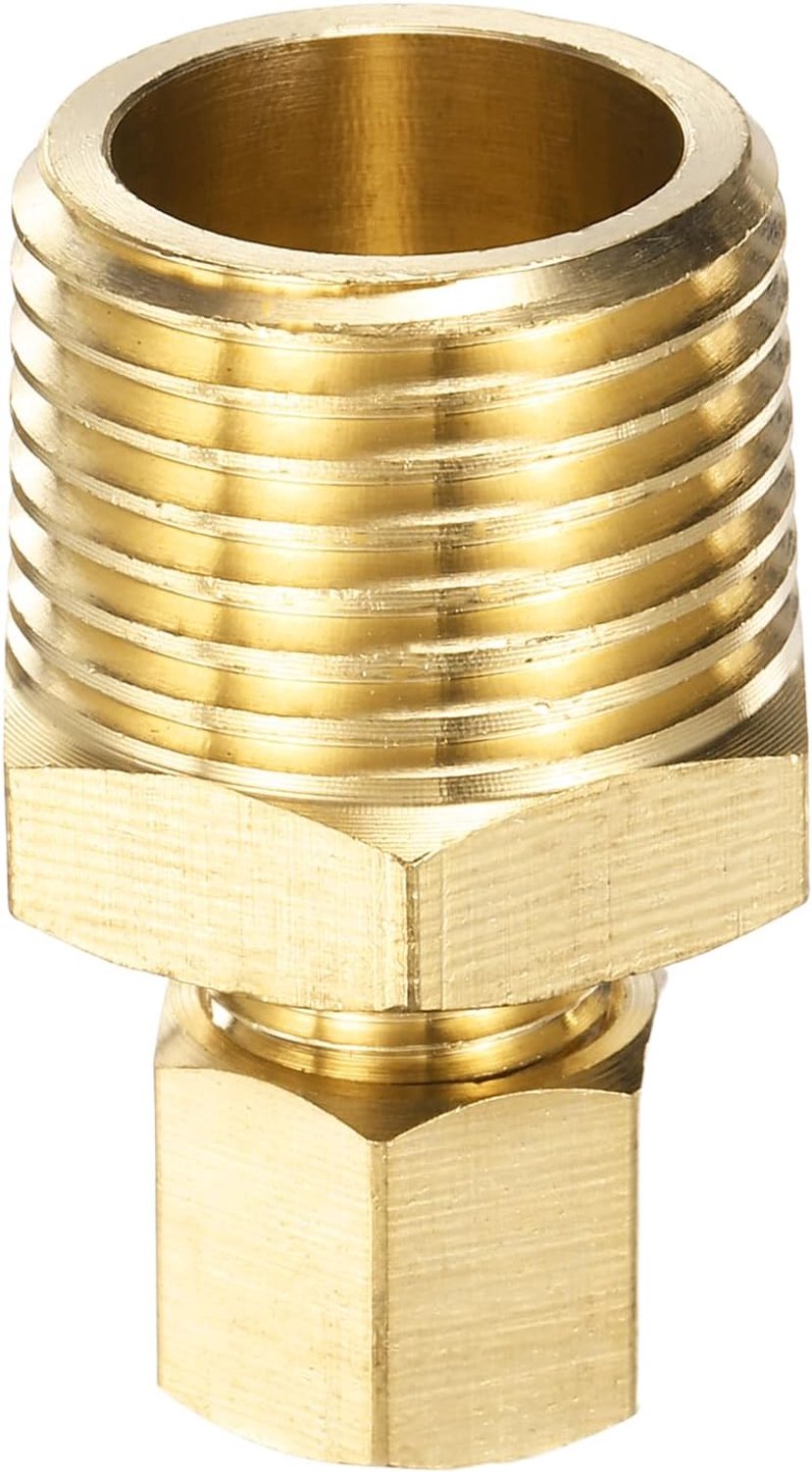 Messing klemschroefverbinding 1/2" NPT - 1/4" AD - totale lengte 34,9 mm - geschikt voor compressiebuis - Vemera