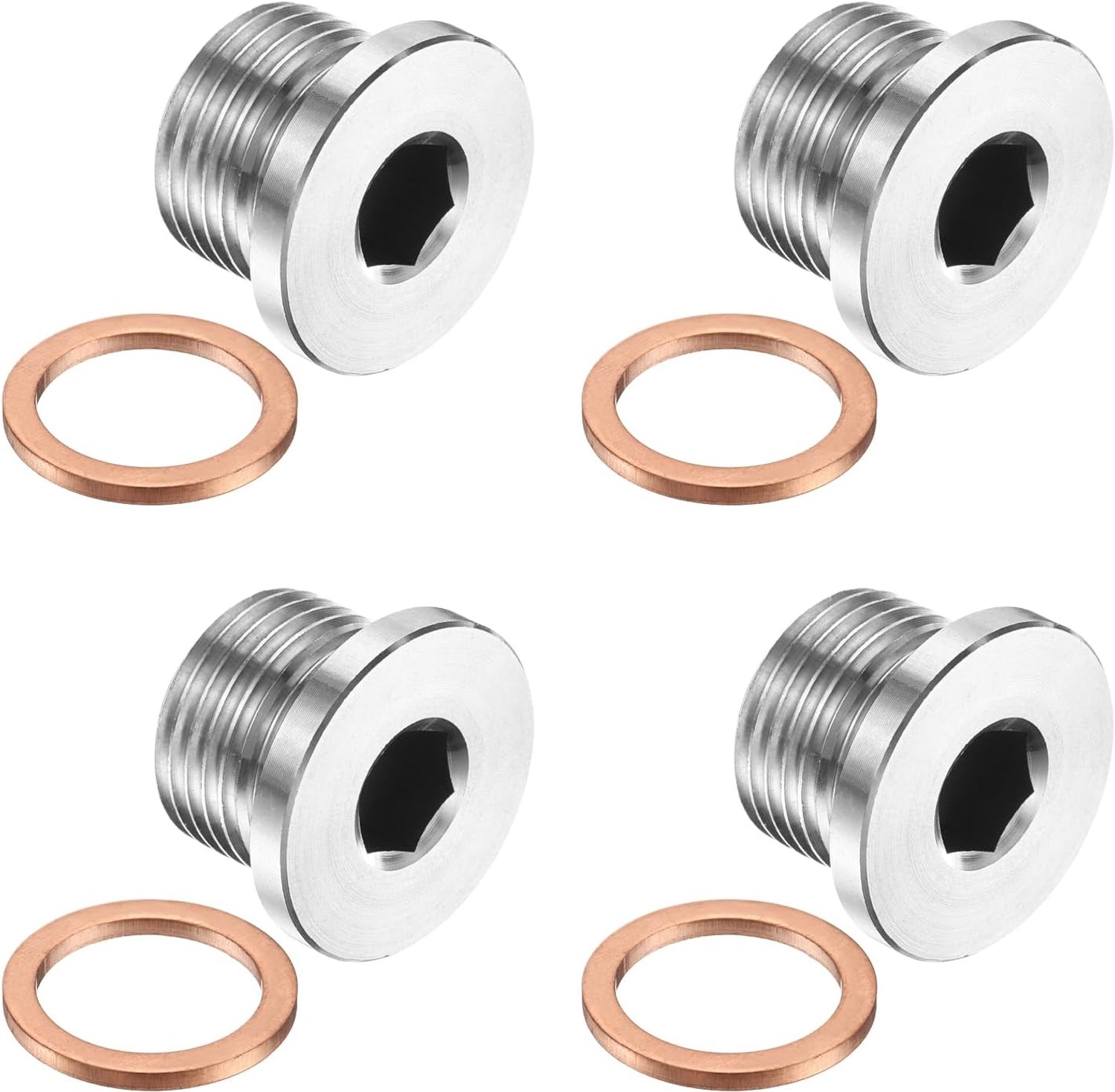 Pijp Plug Fitting 3/8 inch - 304 RVS - Interne Hex Hoofd Socket - Voor Afdichten van Olie, Gas en Water - 4 stuks - Vemera