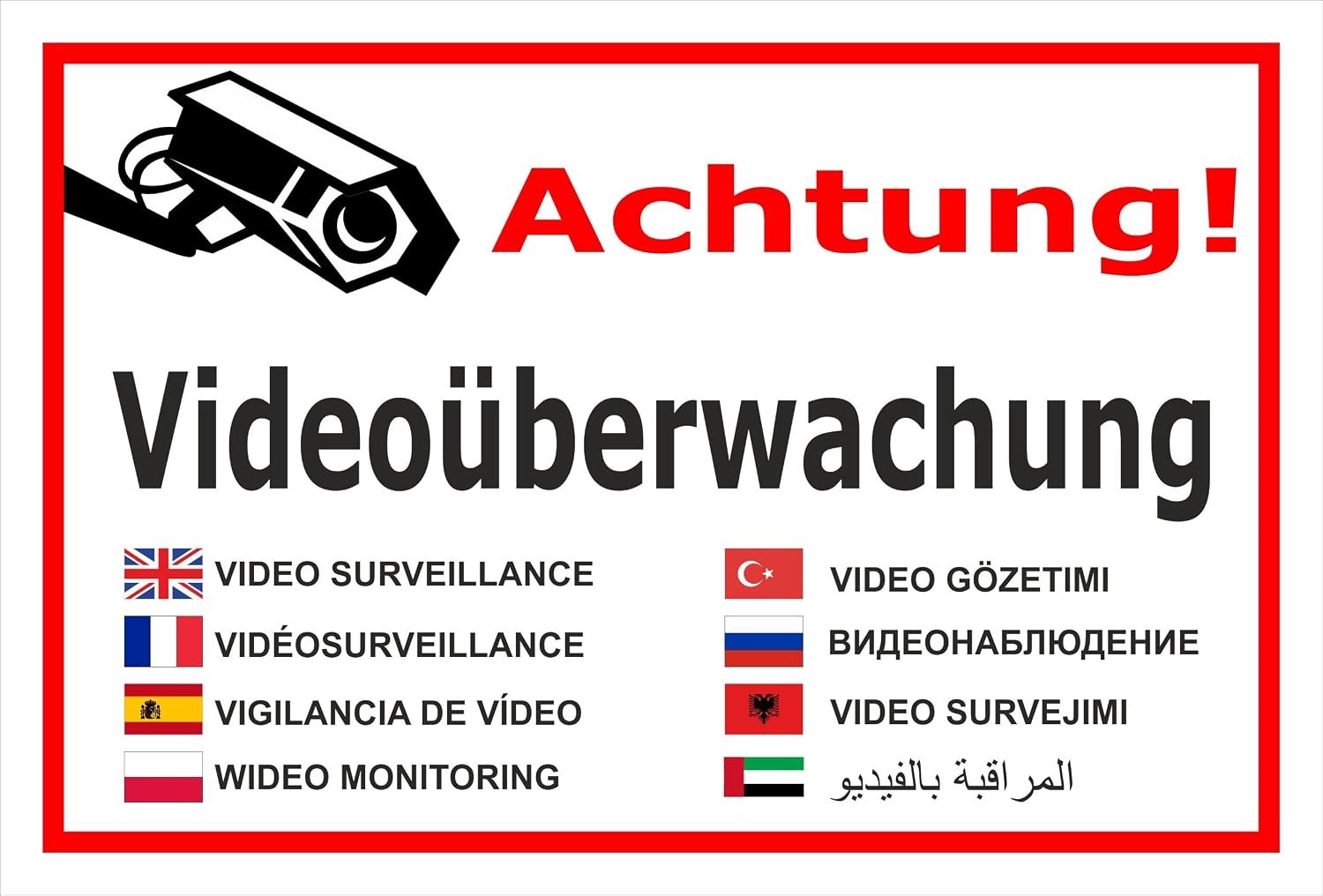 sticker schild 15 x 10 cm - weerbestendig - let op videobewaking - markering voor bescherming - Vemera