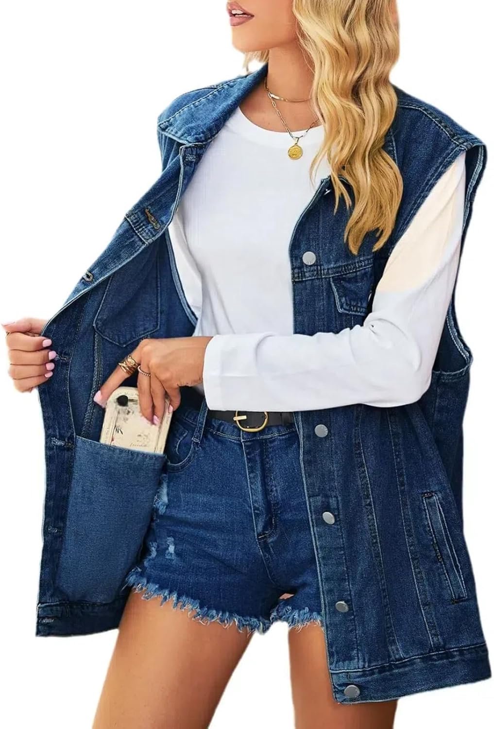 Losse denim vest