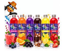 Airlux Slush Puppy Siroop - Slush Siroop - 6 Verschillende Smaken - 6x250ml - Slush Puppy - Slush Puppy Maker - Slush Puppy Siroop - Kola - Bosbessen - Sinaasappel - Cassis - Aardbei - Citroen