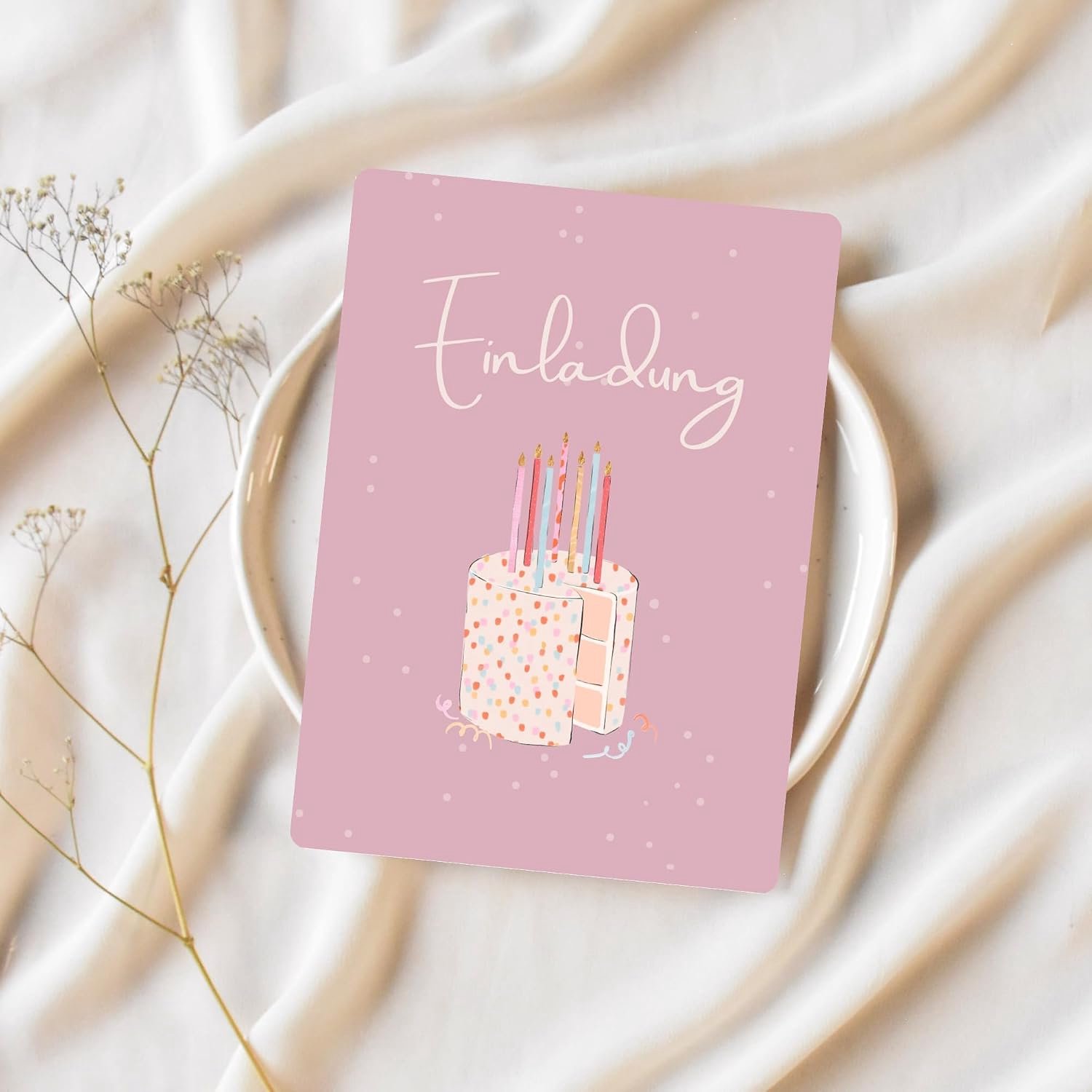 Kinderfeestje meisje taart roze, set van 10