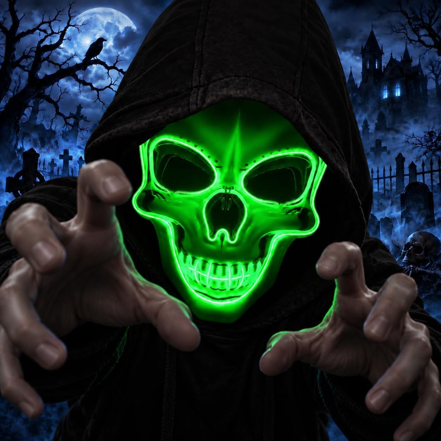 Skeletmasker met LED-verlichting