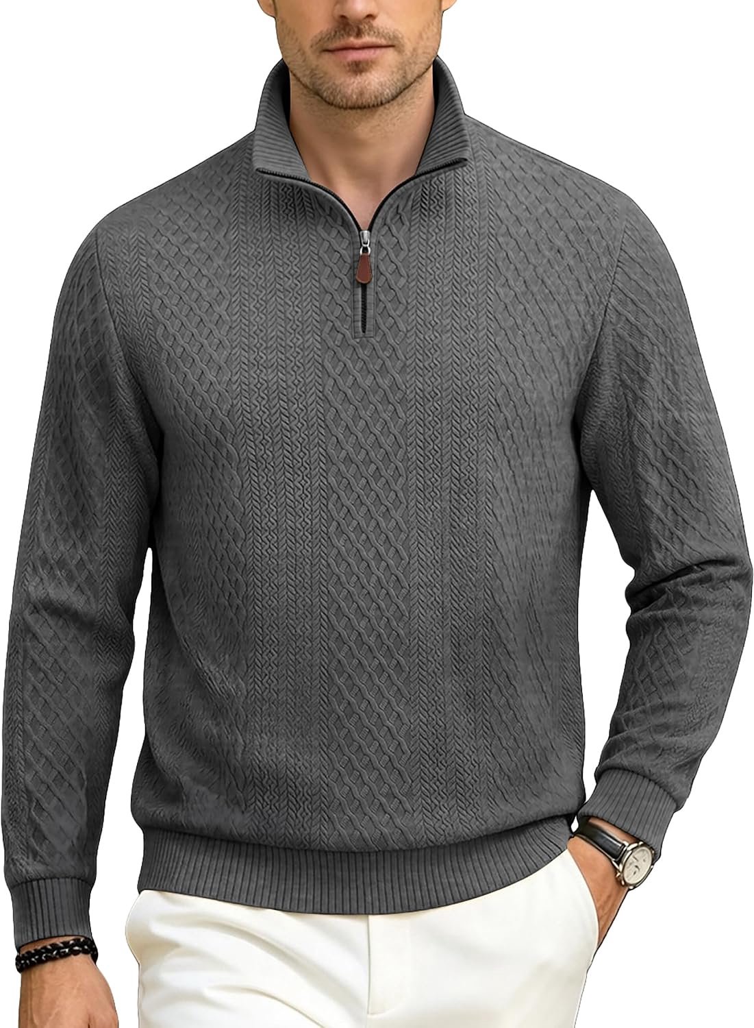 Sweatshirt met diamantpatroon en rits