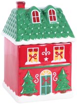 Rood Kersthuisje Oliebrander - Keramische Kerst Waxbrander met Afneembaar Dak - Feestelijke Aroma Brander & Kerstdecoratie