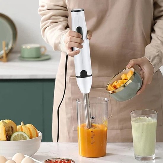 Staafmixer 400W - Elektrische Handblender - RVS Mixvoet - Variabele Snelheid - Voor Soep, Saus, Smoothies en Sap - Compact Keukenapparaat - Wit — afbeelding 2